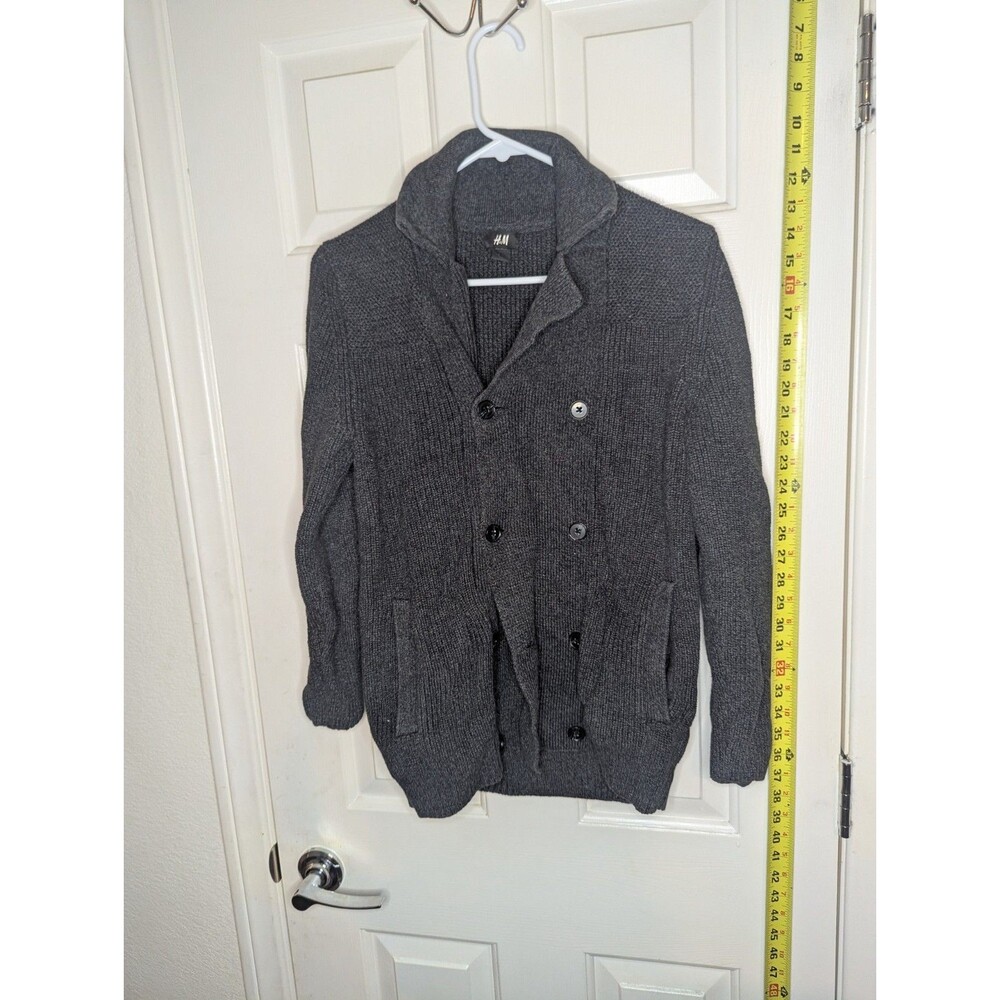 H-M Womens Knit Button-Down Charcoal Grey Cardigan, V-neckline Size Small